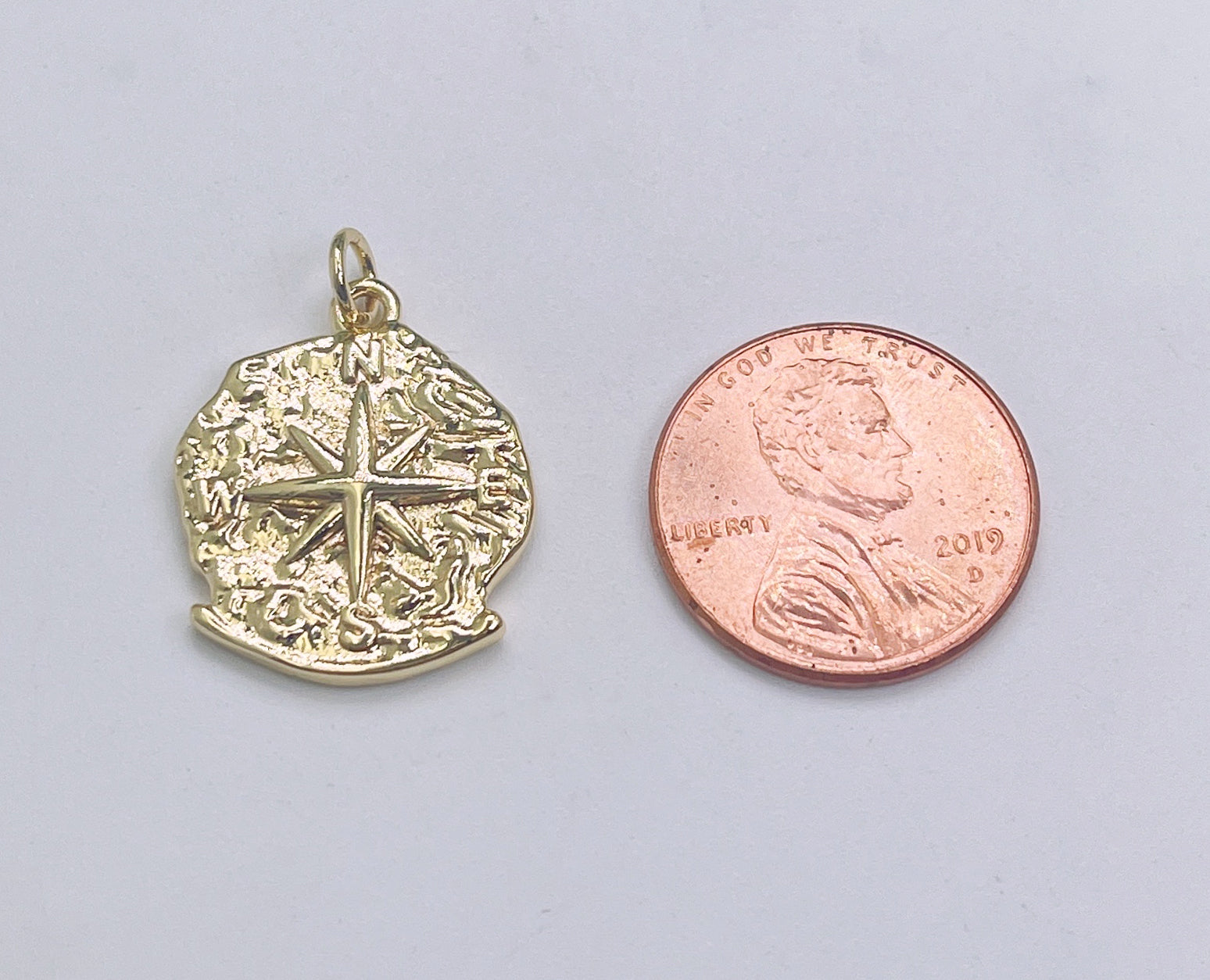 Gold Dainty Compass Charm, Gold Filled Compass Pendant, North Star Charm, Travel Charm, Nautical Charm for Bracelet Earring Necklace, CP1673