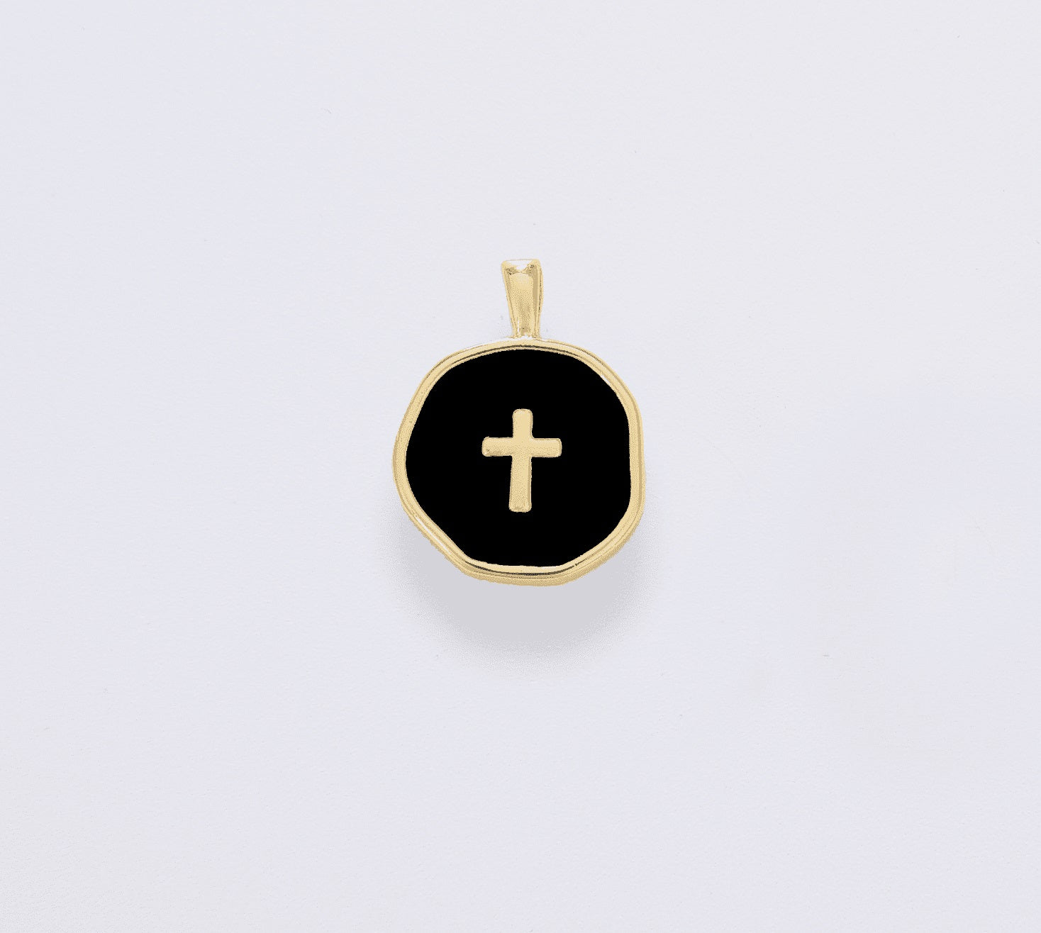 18K Gold Filled Dainty Enamel Cross Charm, Gold Filled Cross Pendant for Bracelet Earring Necklace Component, Minimalist Religious Jewelry Charm, CP1674