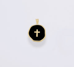 18K Gold Filled Dainty Enamel Cross Charm, Gold Filled Cross Pendant for Bracelet Earring Necklace Component, Minimalist Religious Jewelry Charm, CP1674