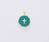 18K Gold Filled Dainty Enamel Cross Charm, Gold Filled Cross Pendant for Bracelet Earring Necklace Component, Minimalist Religious Jewelry Charm, CP1674