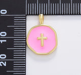 18K Gold Filled Dainty Enamel Cross Charm, Gold Filled Cross Pendant for Bracelet Earring Necklace Component, Minimalist Religious Jewelry Charm, CP1674