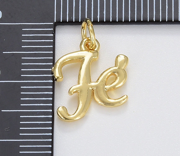 Dainty Gold Filled FE Charm, Letter FE Pendant for Bracelet Necklace Earring Component, DIY Jewelry Making Supply, Minimalist Jewelry CP1675