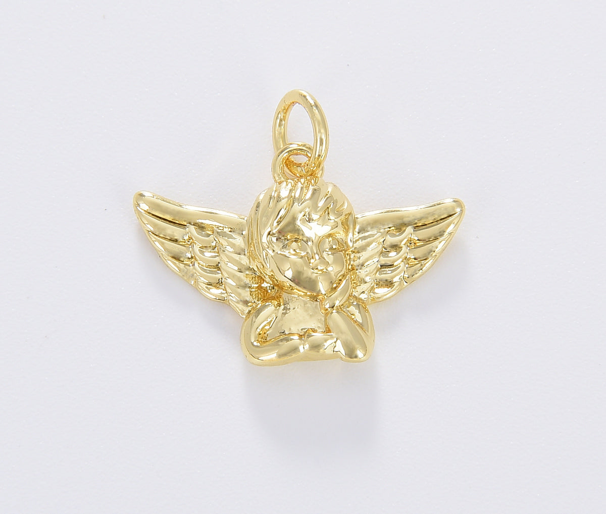 Gold Cupid Charm, Cherub Angel, Gold Filled Guardian Angel Pendant for Necklace Bracelet Earring Component, 19x15mm, CP1680