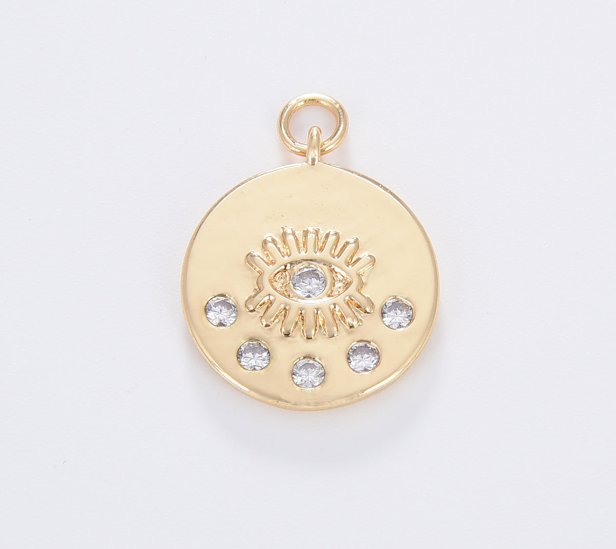 Evil Eye Medallion Charm, Dainty Gold Filled CZ Evil Eye Pendant for Necklace Earring Bracelet Supply, Amulet Protection, CP1681