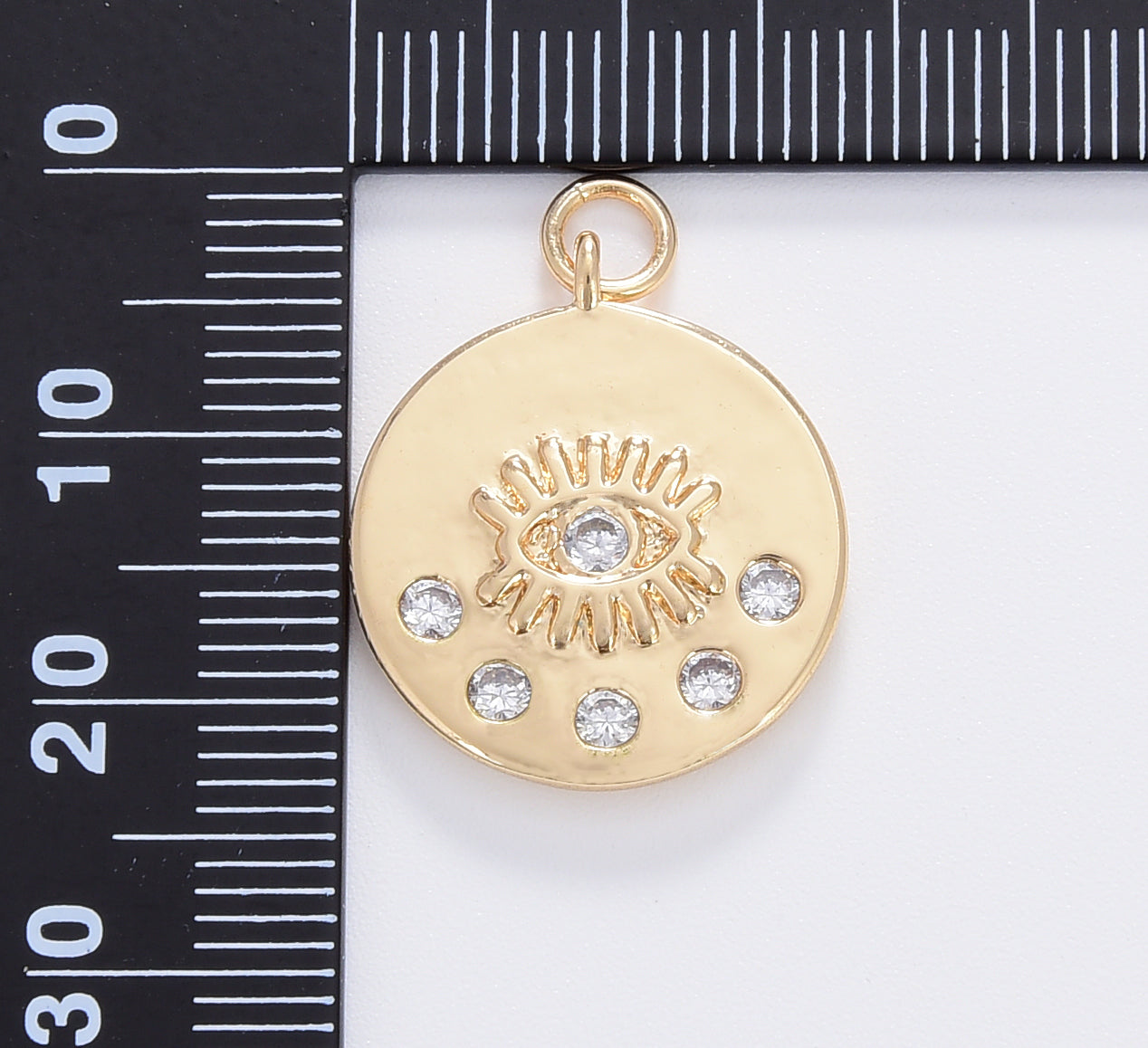 Evil Eye Medallion Charm, Dainty Gold Filled CZ Evil Eye Pendant for Necklace Earring Bracelet Supply, Amulet Protection, CP1681