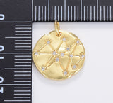 Star Constellation Medallion Charm, Gold Filled Star Pendant, Zodiac Charm, Birthday Gift, Star Sign for Bracelet Necklace Making, CP1683