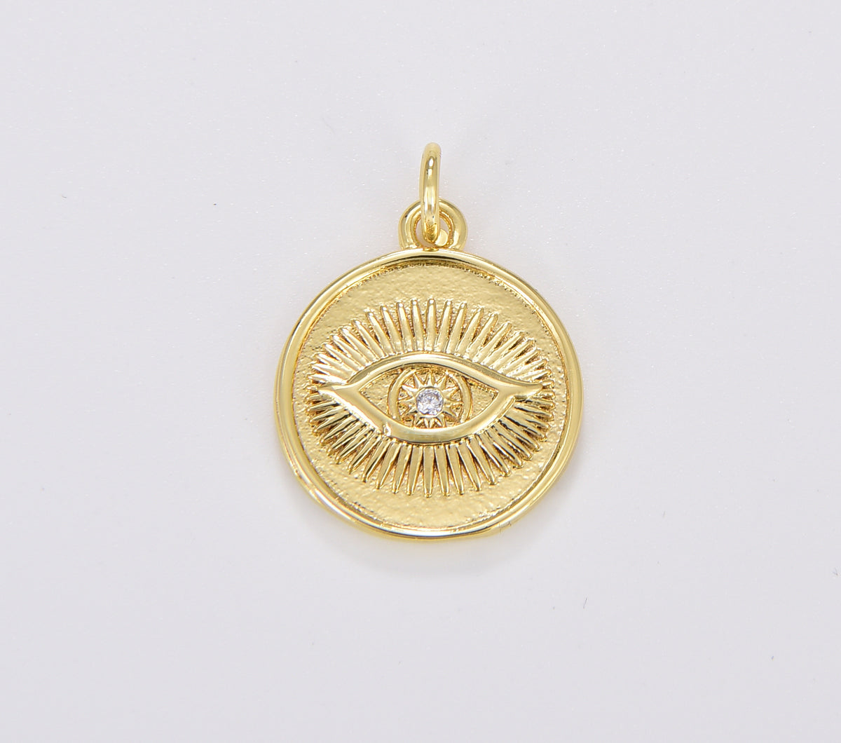 Gold Filled Eye Charm, Mystic Eye Pendant Amulet Evil Eye Charm, Occult Symbol, Third Eye, Lucky Evil Eye Pendant, 29x15mm, CP1695