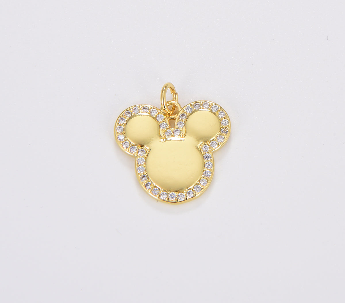 18K Gold Filled Dainty Mouse Head Charm, Gold Filled CZ Micro Pave Mouse Head Pendant, Animal Charm, 19x18mm, CP1696