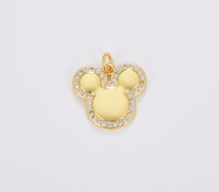 18K Gold Filled Dainty Mouse Head Charm, Gold Filled CZ Micro Pave Mouse Head Pendant, Animal Charm, 19x18mm, CP1696