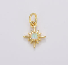 Opal Star Pendant, Gold Filled Star Burst Charms Dainty Celestial Jewelry Making, Charm for Necklace Bracelet Earring Component, CP1698