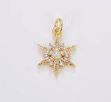 Opal CZ Star Pendant, Gold Filled Star Burst Charms Dainty Celestial Jewelry Making, Charm for Necklace Bracelet Earring Component, CP1700