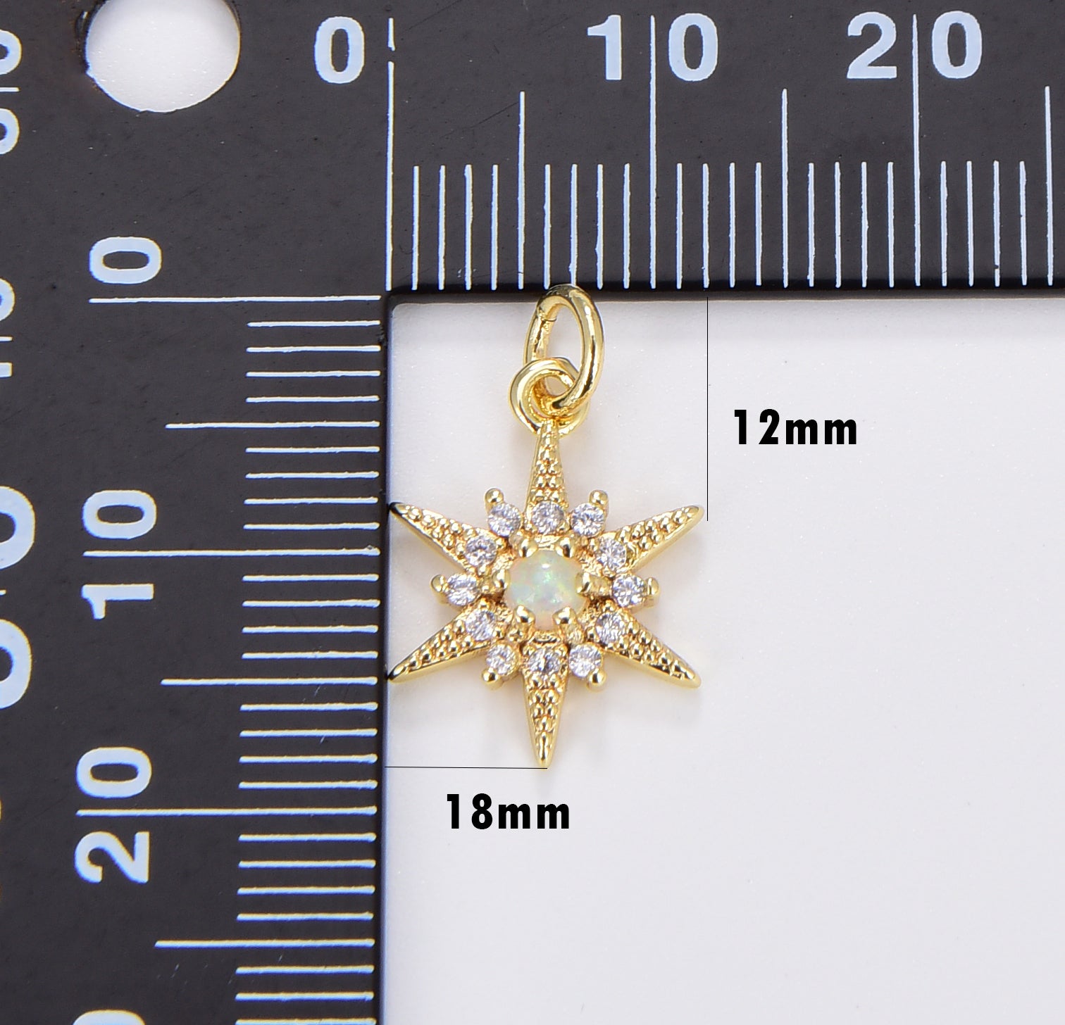 Opal CZ Star Pendant, Gold Filled Star Burst Charms Dainty Celestial Jewelry Making, Charm for Necklace Bracelet Earring Component, CP1700