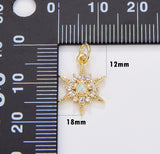 Opal CZ Star Pendant, Gold Filled Star Burst Charms Dainty Celestial Jewelry Making, Charm for Necklace Bracelet Earring Component, CP1700