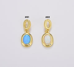 Mini Opal Oval Charm, Dainty Gold Charm Dainty Charm Bracelet Earring Necklace Supplies, Jewelry Making, 20x9mm, CP1702