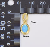 Mini Opal Oval Charm, Dainty Gold Charm Dainty Charm Bracelet Earring Necklace Supplies, Jewelry Making, 20x9mm, CP1702