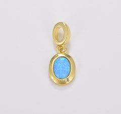 Mini Opal Oval Charm, Dainty Gold Charm Dainty Charm Bracelet Earring Necklace Supplies, Jewelry Making, 20x9mm, CP1702