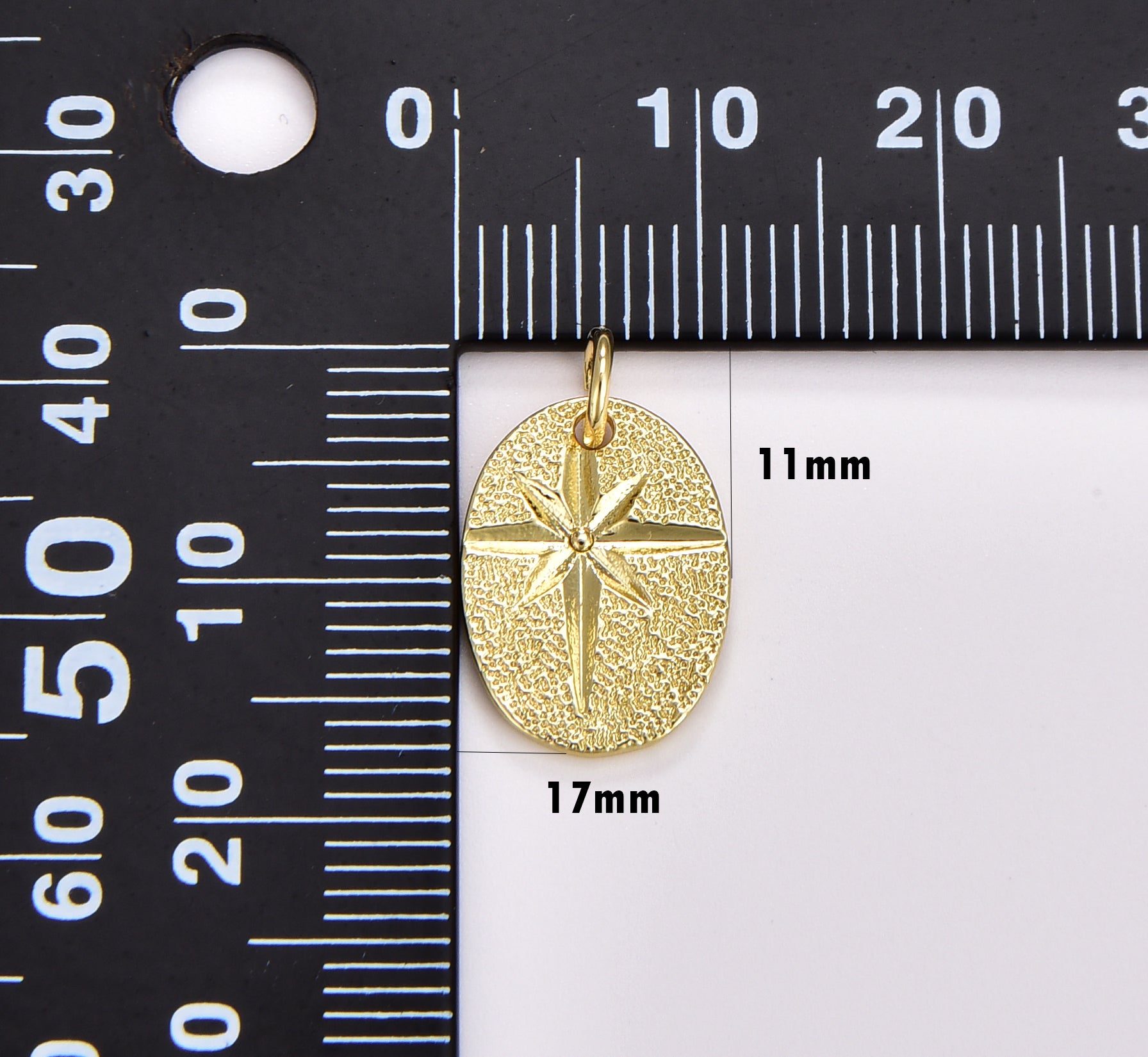 Gold Starburst Charm, Gold Filled Oval Pendant Charm, Gold Star Pendant, Celestial Jewelry Minimalist Jewelry Making Supply, 17x11mm, CP1705