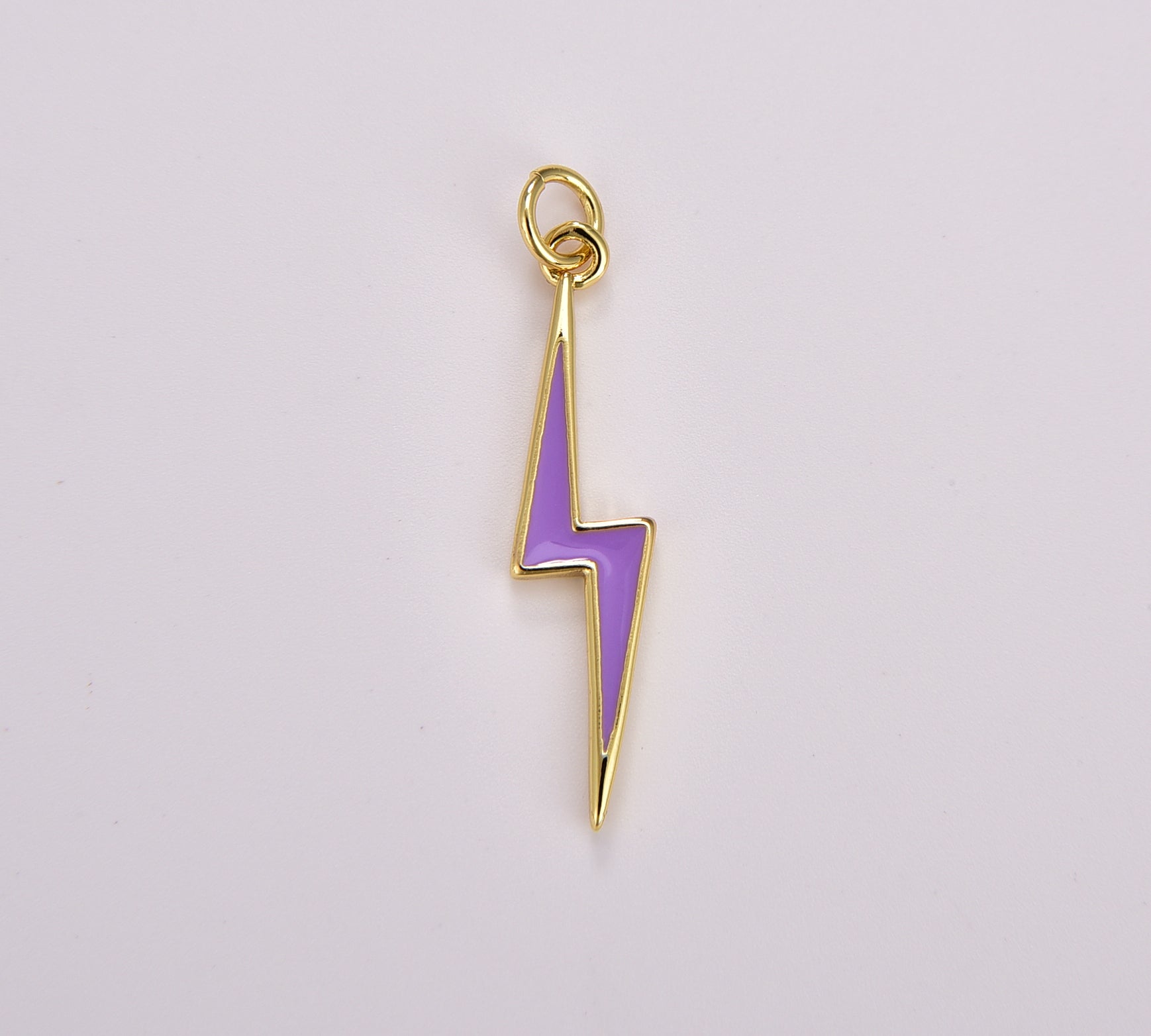 Enamel Lighting Gold Charm Colorful Bolt Pendant, Statement Jewelry Rock n Roll Wizard Thunder Pendant for Necklace Earring Bracelet, CP1707