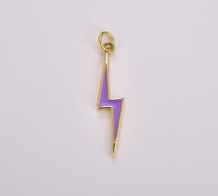 Enamel Lighting Gold Charm Colorful Bolt Pendant, Statement Jewelry Rock n Roll Wizard Thunder Pendant for Necklace Earring Bracelet, CP1707