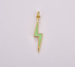 Enamel Lighting Gold Charm Colorful Bolt Pendant, Statement Jewelry Rock n Roll Wizard Thunder Pendant for Necklace Earring Bracelet, CP1707