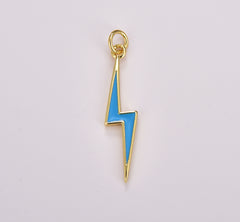 Enamel Lighting Gold Charm Colorful Bolt Pendant, Statement Jewelry Rock n Roll Wizard Thunder Pendant for Necklace Earring Bracelet, CP1707