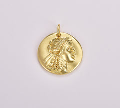 Gold Greek Warrior Heracles Coin Pendant, Ancient Gold Filled Coin Pendant, Earing DIY, Warrior Coin Pendant, Hercules Coin Pendant, CP1711