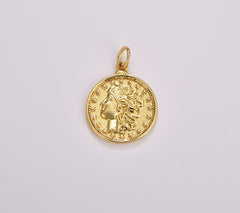 Ancient Roman Coin Charm Necklace, Delicate Layering Necklace, Gold Filled Roman Coin Ancient Greek Jewelry, Good Luck Amulet Gift, CP1713