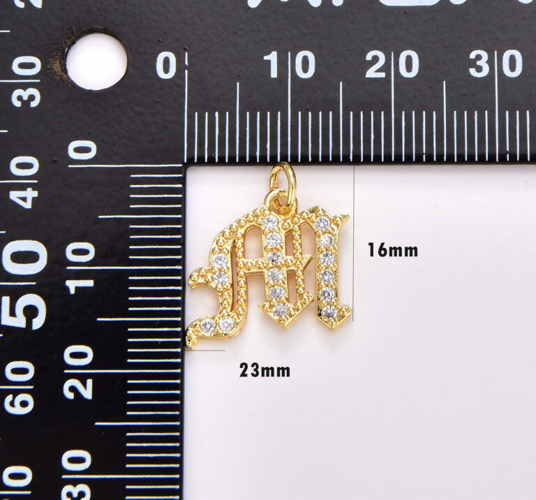 18K Gold Filled Gothic Letter Charm, Old English Font Initial Letters Pendant, Alphabet Charm for Personalized Necklace Jewelry Making, CP1714