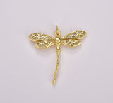 Gold Dragonfly Charm Pendant, Insect Charm, Gold Filled Dragonfly Insect Pendant for Necklace Bracelet Jewelry Making Supplies, CP1716