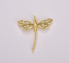 Gold Dragonfly Charm Pendant, Insect Charm, Gold Filled Dragonfly Insect Pendant for Necklace Bracelet Jewelry Making Supplies, CP1716