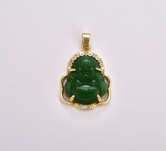 18K Gold Filled Buddha Pendant Laughing Buddha Buddhism Religious Jewelry Making Statement Necklace Jewelry Making Supply, 31x20mm, CP1718