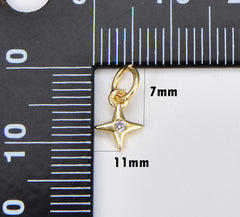 North Bright Stars Charm Cubic Zirconia Charm in Gold Filled, Micro Pave CZ Stars Celestial Charm for DIY Earring Bracelet Necklace, CP1719