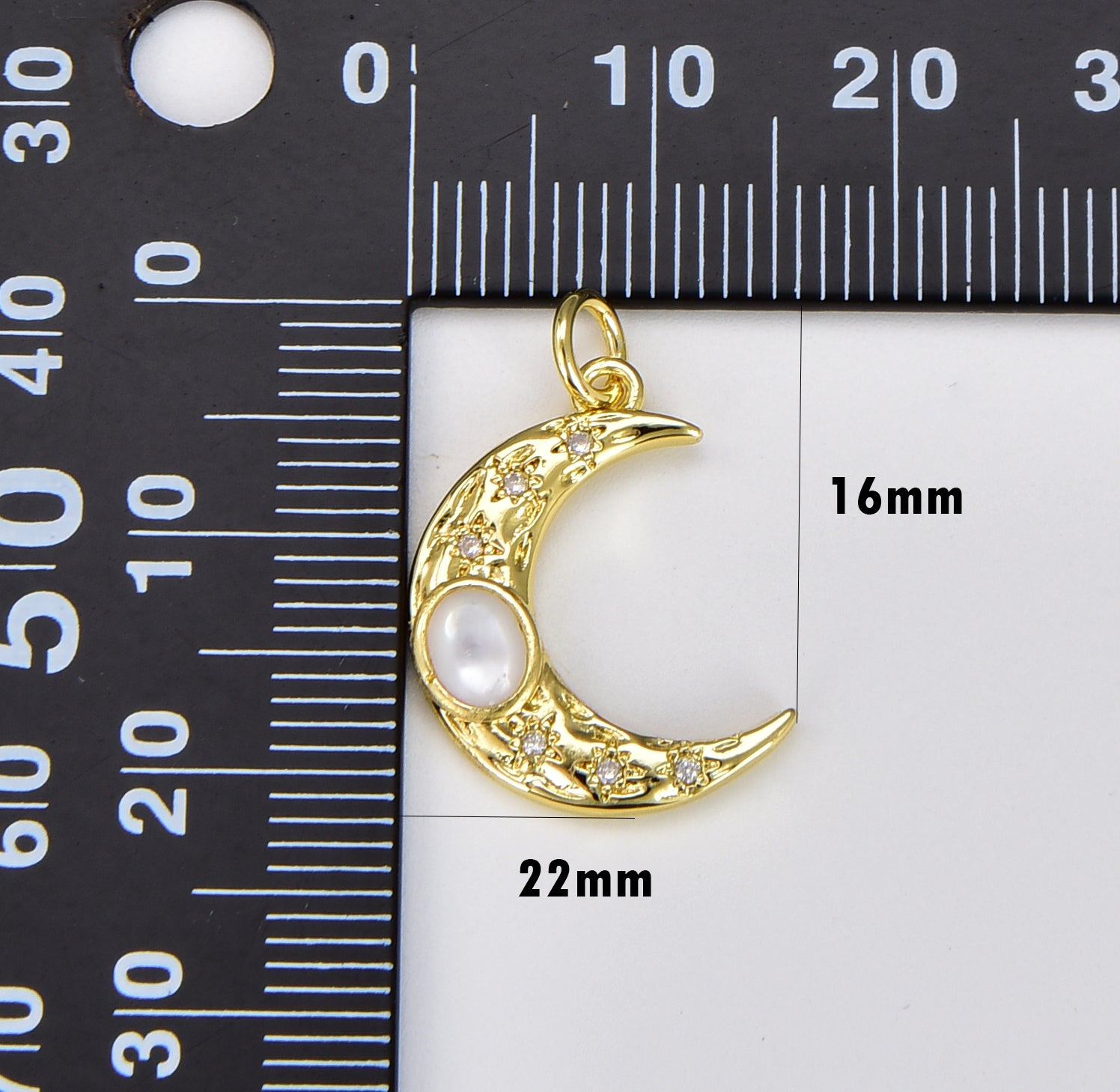 Freshwater Pearl Crescent Moon Charm, Gold Filled Moon Pendant Necklace, Celestial Jewelry for Earing, Bracelet, Minimalist Jewelry, CP1720