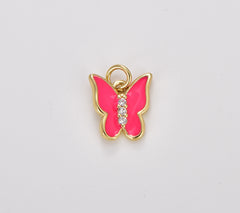 Enamel Color Butterfly Charm, Dainty Gold Filled Monarch Charm for Necklace, Bracelet, Earring Charm Mariposa Jewelry Making, CP1721