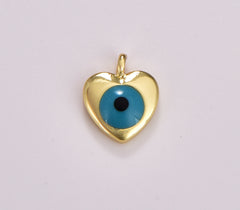 Dainty Turquoise Blue Evil Eye Charm, Gold Filled Star Sun Heart Evil Eye Pendant for Necklace Bracelet Earring Supply Component, CP1722