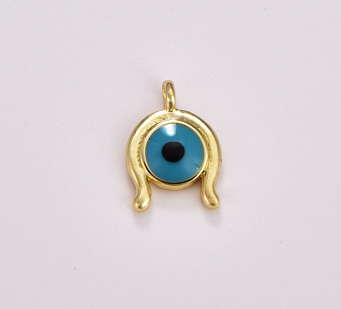 Dainty Turquoise Blue Evil Eye Charm, Gold Filled Star Sun Heart Evil Eye Pendant for Necklace Bracelet Earring Supply Component, CP1722