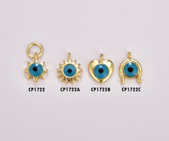 Dainty Turquoise Blue Evil Eye Charm, Gold Filled Star Sun Heart Evil Eye Pendant for Necklace Bracelet Earring Supply Component, CP1722