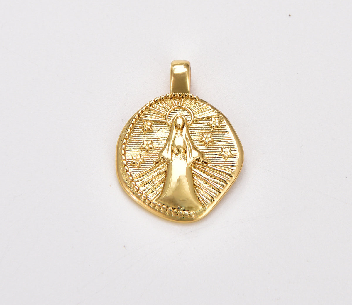 Gold Filled Our Lady Guadalupe Charm, Virgen Guadalupe Pendant, Gold Virgin Mary Medallion, Necklace Charm, Religious Jewelry, CP1723