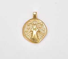 Gold Filled Our Lady Guadalupe Charm, Virgen Guadalupe Pendant, Gold Virgin Mary Medallion, Necklace Charm, Religious Jewelry, CP1723