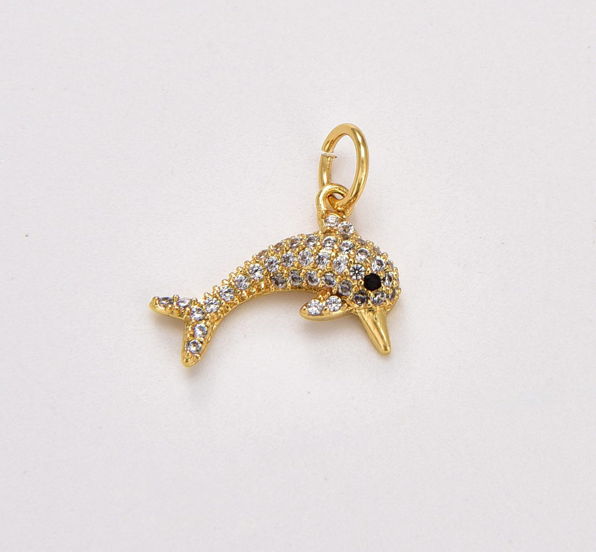 18K Gold Filled Dainty Dolphin Charm, Dolphin Pendant, Micro Pave Charms, Under The Sea Animal Inspired, CP1727