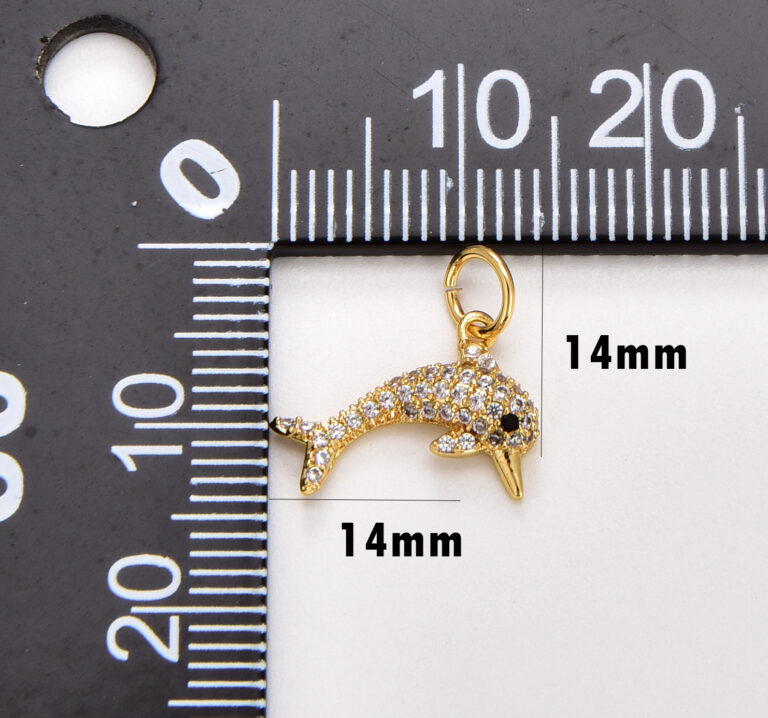 18K Gold Filled Dainty Dolphin Charm, Dolphin Pendant, Micro Pave Charms, Under The Sea Animal Inspired, CP1727