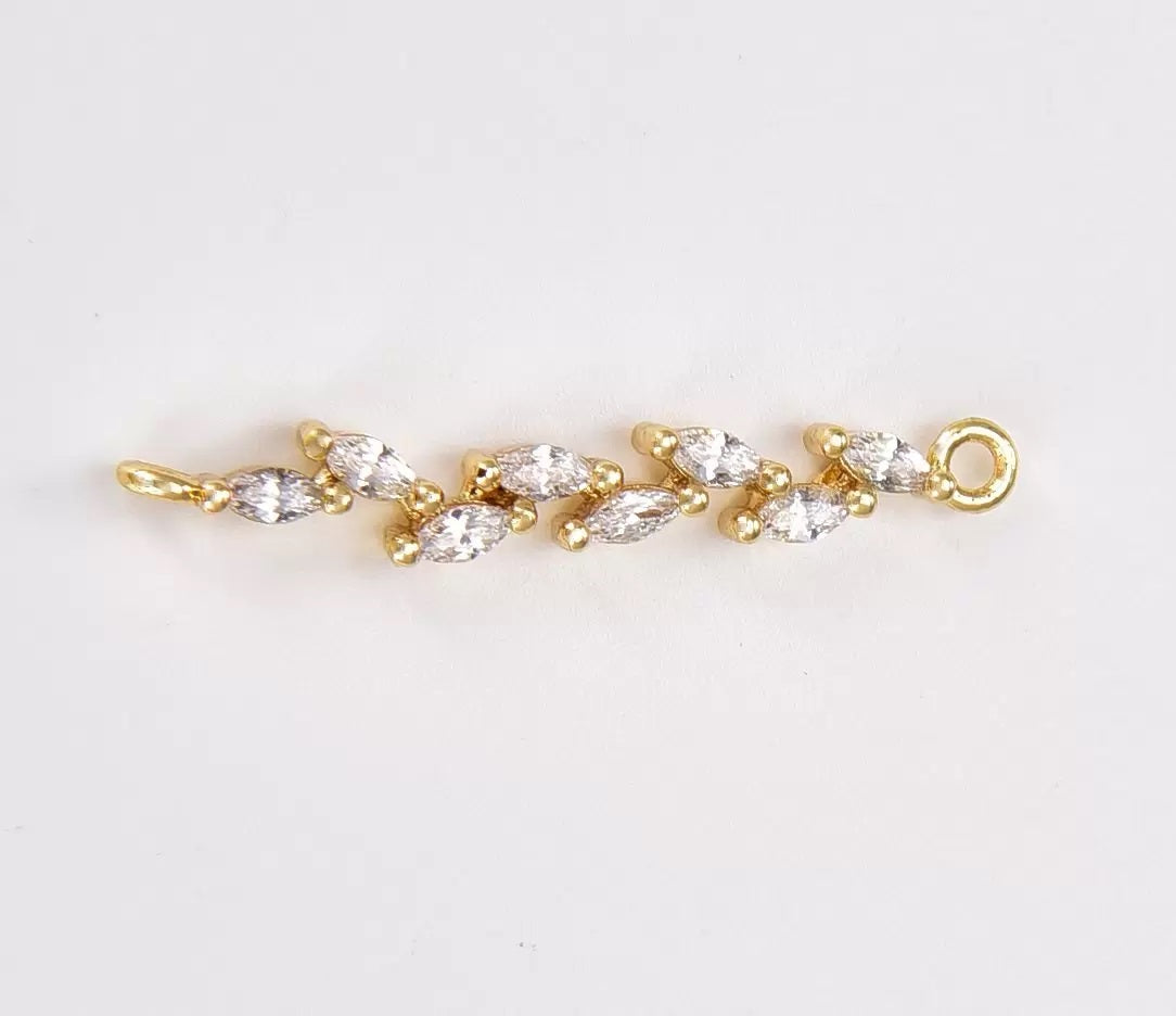 18K Gold Filled Drop Link CZ Charm, Gold Filled Micro Pave CZ Link for Necklace Bracelet Earrings Jewelry Making Component, CP1728