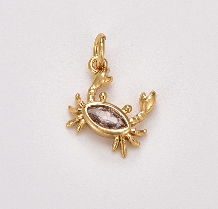 18K Gold Filled Crab Charm, Dainty Crab Necklace Charm for Jewelry Making, Stylish Crab Charm, 14x10mm, CP1729