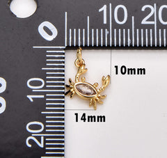 18K Gold Filled Crab Charm, Dainty Crab Necklace Charm for Jewelry Making, Stylish Crab Charm, 14x10mm, CP1729