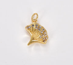 18K Gold Filled Dainty Ginkgo Leaf Charm, Leaf Pendant, Ginkgo Leaf Charm for Necklace Bracelet Earrings Jewelry Making Supplies, CP1730