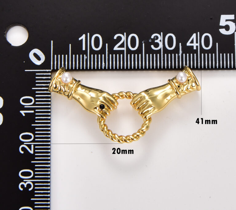 18K Gold Filled Hands Holding Twisted Ring Charm, Hands Holding Ring Connector, Hand Charm Pendant for Jewelry Making Supply, 41x20mm, CP1731