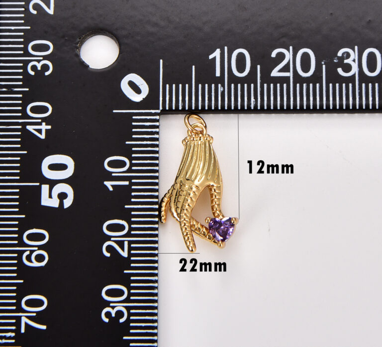 18K Gold Filled Micro Pave Cubic Zirconia Heart Pendant Charm, Heart in Hand Micro Pave CZ Pendant Charm, Pendant for DIY Jewelry, 22x12mm, CP1733