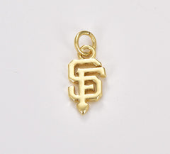 18K Gold Filled SF Initial Baseball Fan Charm, San Francisco Initial Pendant, San Francisco Baseball Team, Sports Charm, CP1734