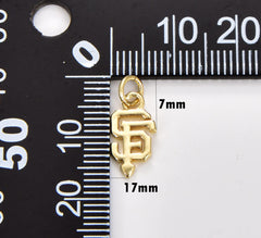 18K Gold Filled SF Initial Baseball Fan Charm, San Francisco Initial Pendant, San Francisco Baseball Team, Sports Charm, CP1734