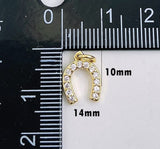 18K Gold Filled Dainty Horseshoe Charm, Horseshoe Pendant, Cubic Zirconia Micro Pave Horse Shoe for Necklace Bracelet Earrings Jewelry Making Supply, CP1740